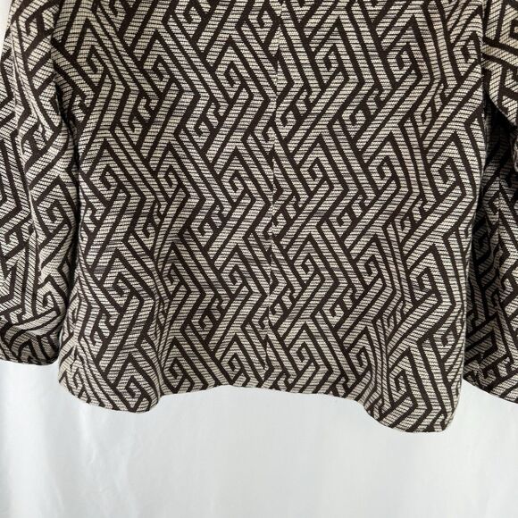 Chico's Blazer Jacket Women's 8 Brown Textured Woven Hook Eye Collared Long Slv - Picture 12 of 12